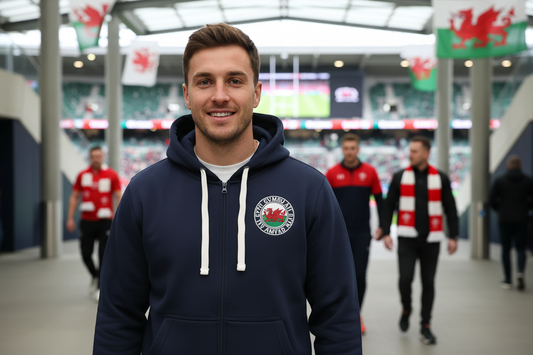 Navy Cymru Am Byth Full Zip Hoodie Showcase