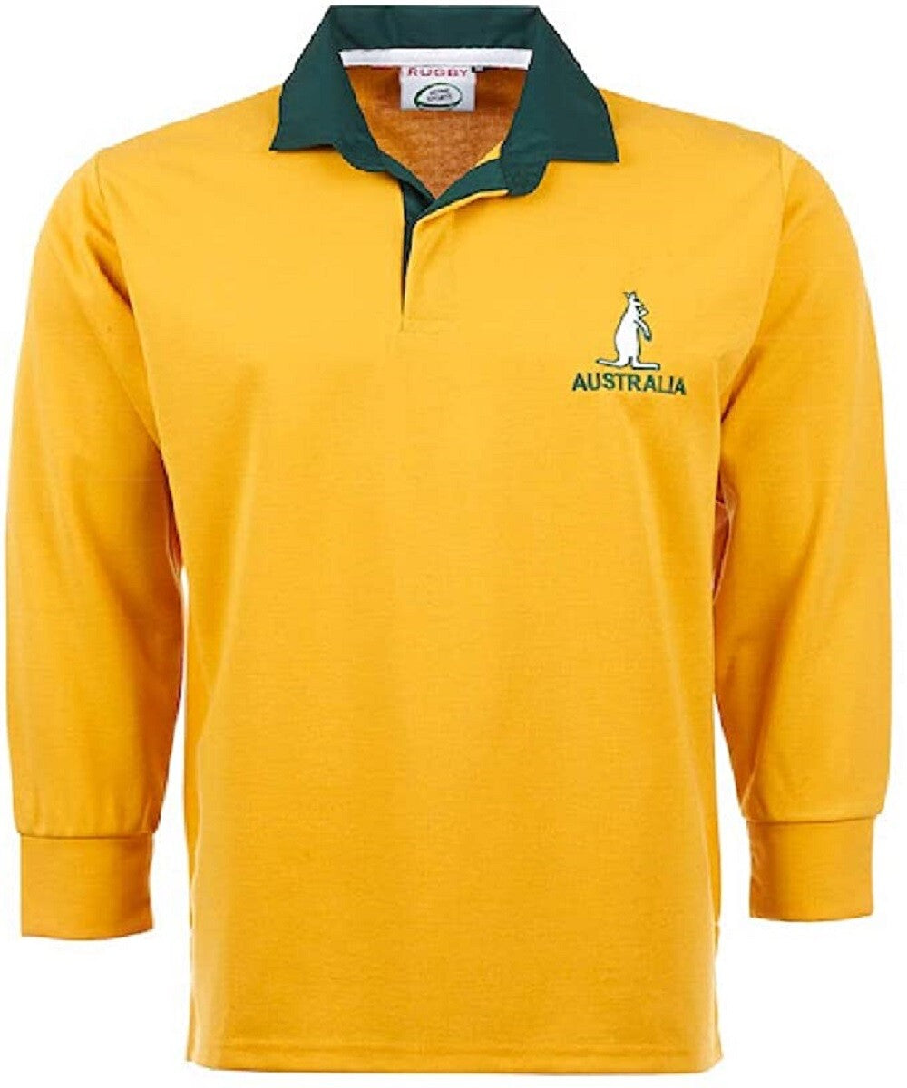Rugby Unisex Adults Gold Australia Collared Polo Shirt Size Small-6XL