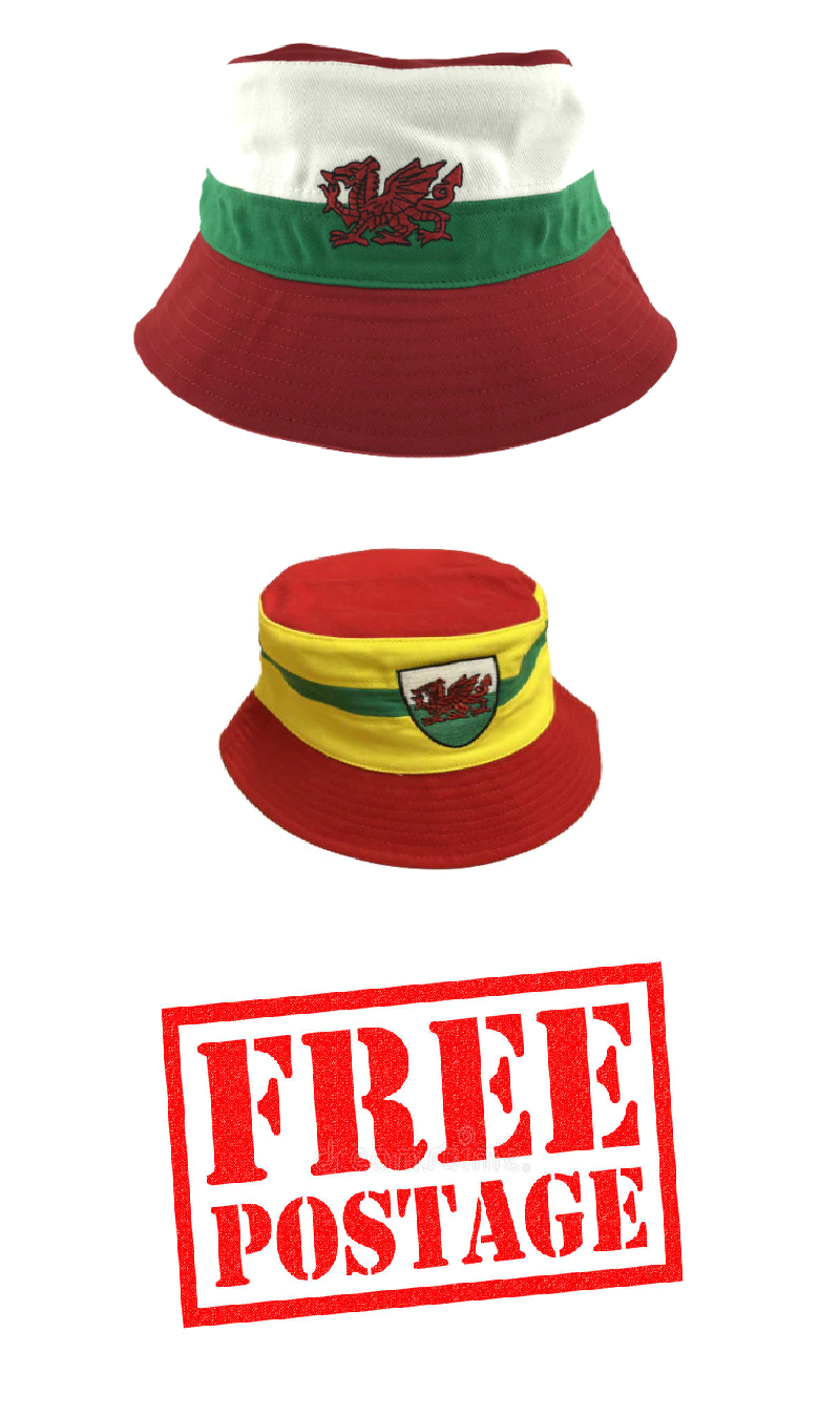 Rugby Wales Forever Cymru Am Byth Welsh Dragon Football Patriotic Bucket Hats