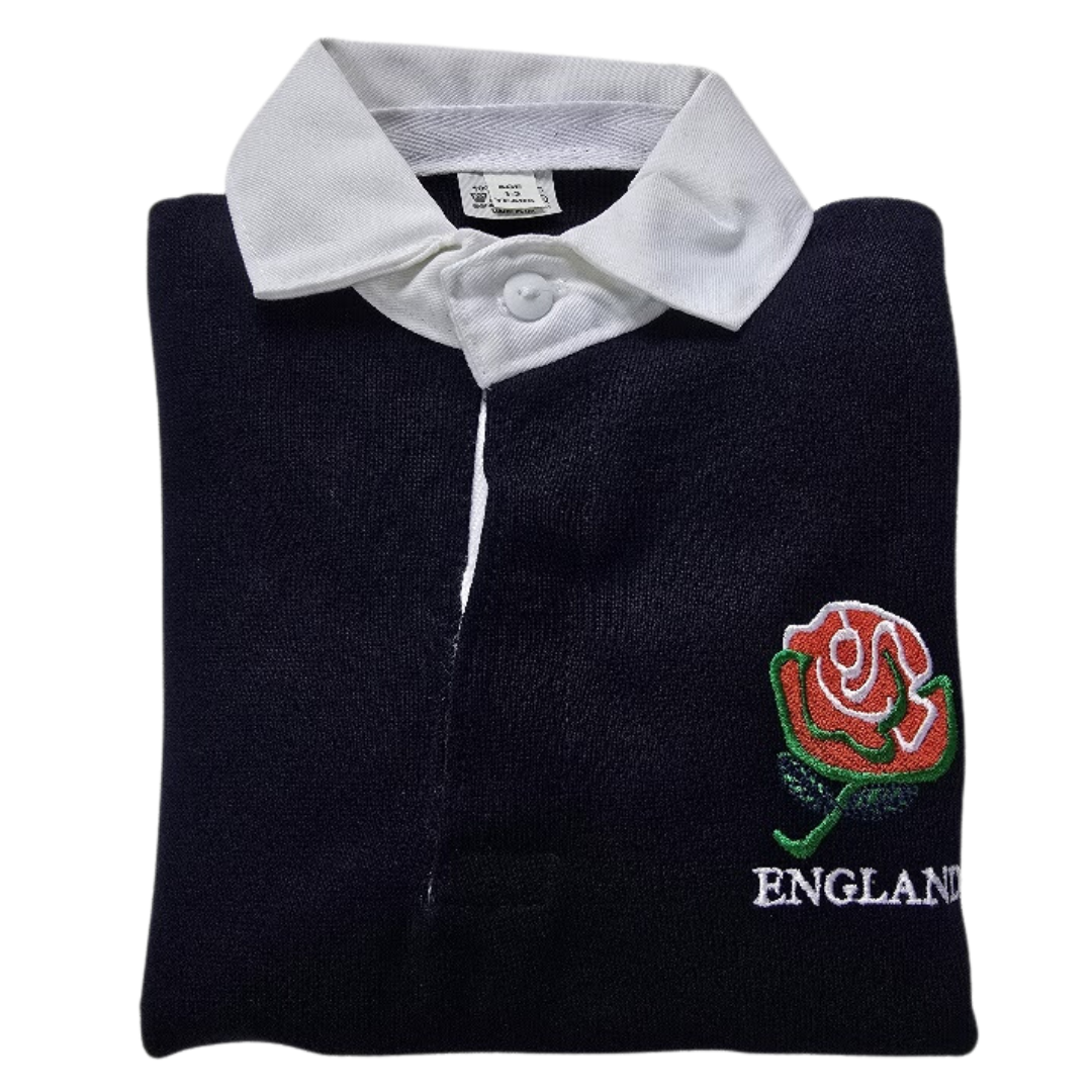 Rugby Baby Kids Retro England English Polo Shirt Size 0 Months To 14 Years