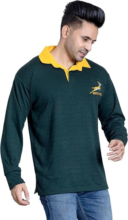 Rugby Unisex Adults Green South Africa Springboks Polo Shirt Size Small-6XL