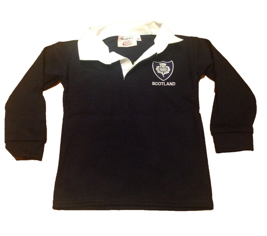Scotland Rugby Kids Navy Retro Scottish Polo Shirt Size 0Months–14Years
