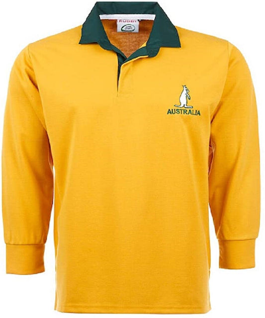 Rugby Unisex Adults Gold Australia Collared Polo Shirt Size Small-6XL