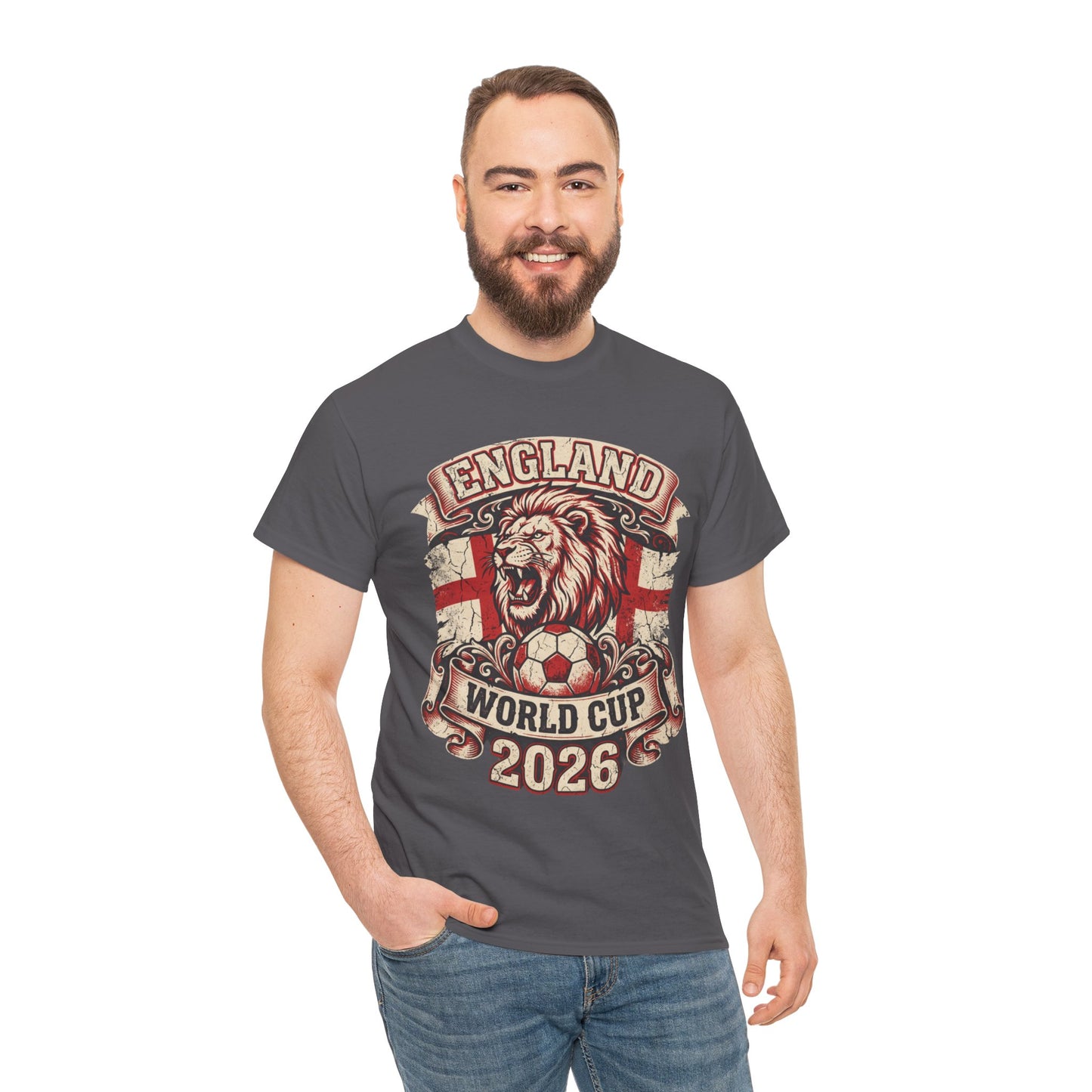 England World Cup 2026 T‑Shirt – Lion Crest Soccer Fan Tee