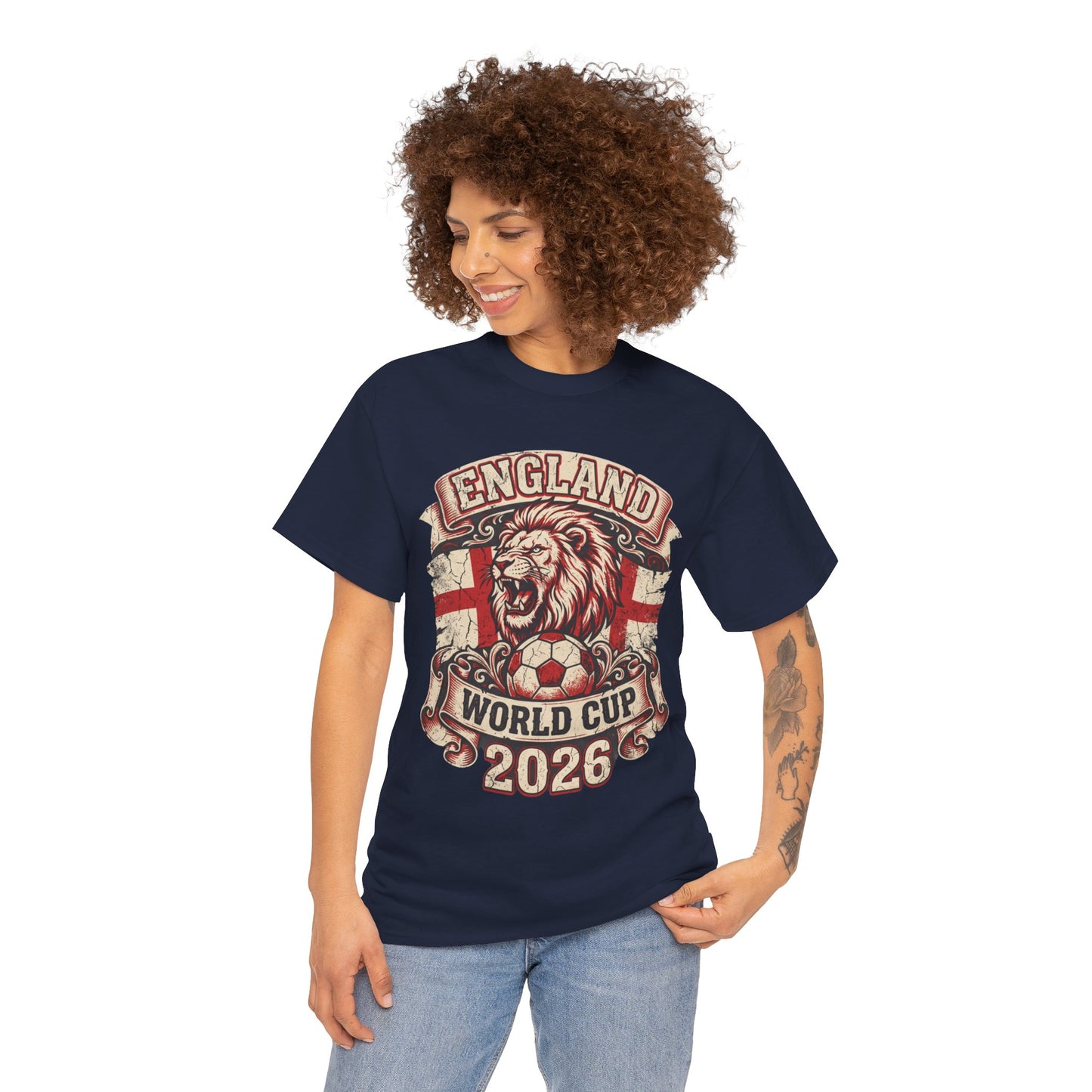 England World Cup 2026 T‑Shirt – Lion Crest Soccer Fan Tee