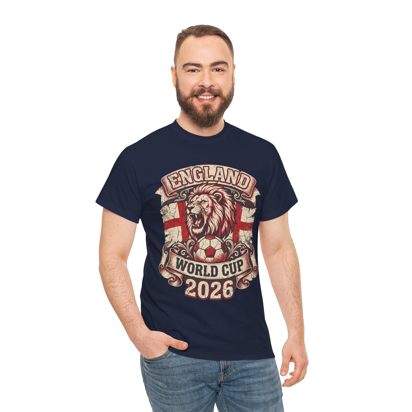 England World Cup 2026 T‑Shirt – Lion Crest Soccer Fan Tee