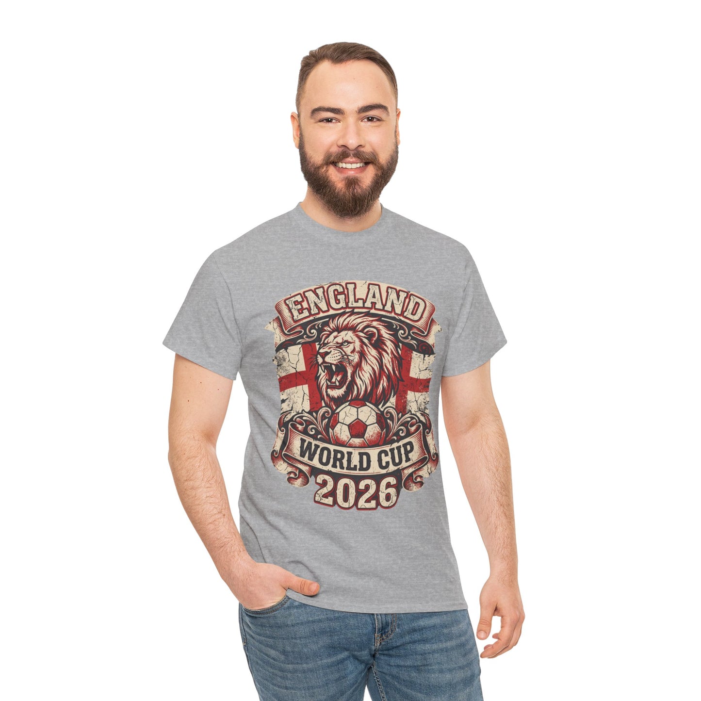 England World Cup 2026 T‑Shirt – Lion Crest Soccer Fan Tee