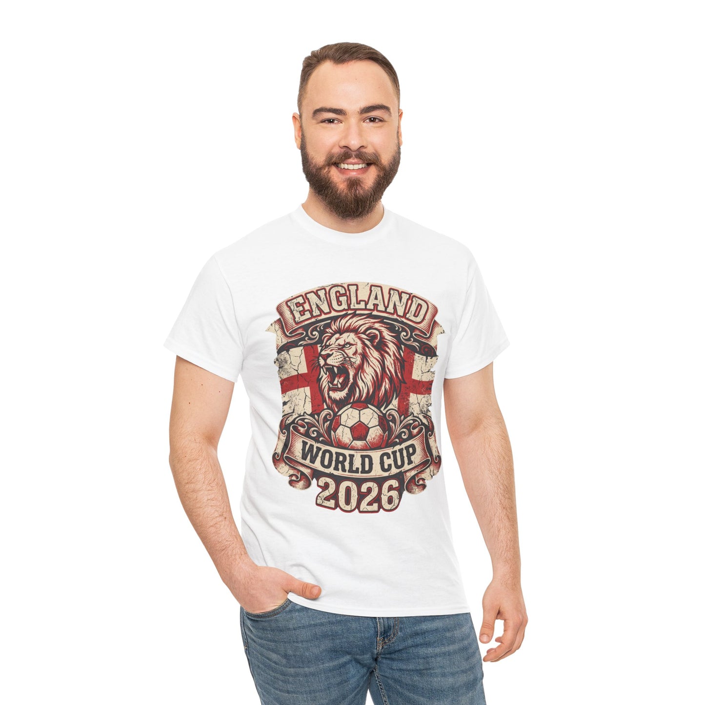 England World Cup 2026 T‑Shirt – Lion Crest Soccer Fan Tee