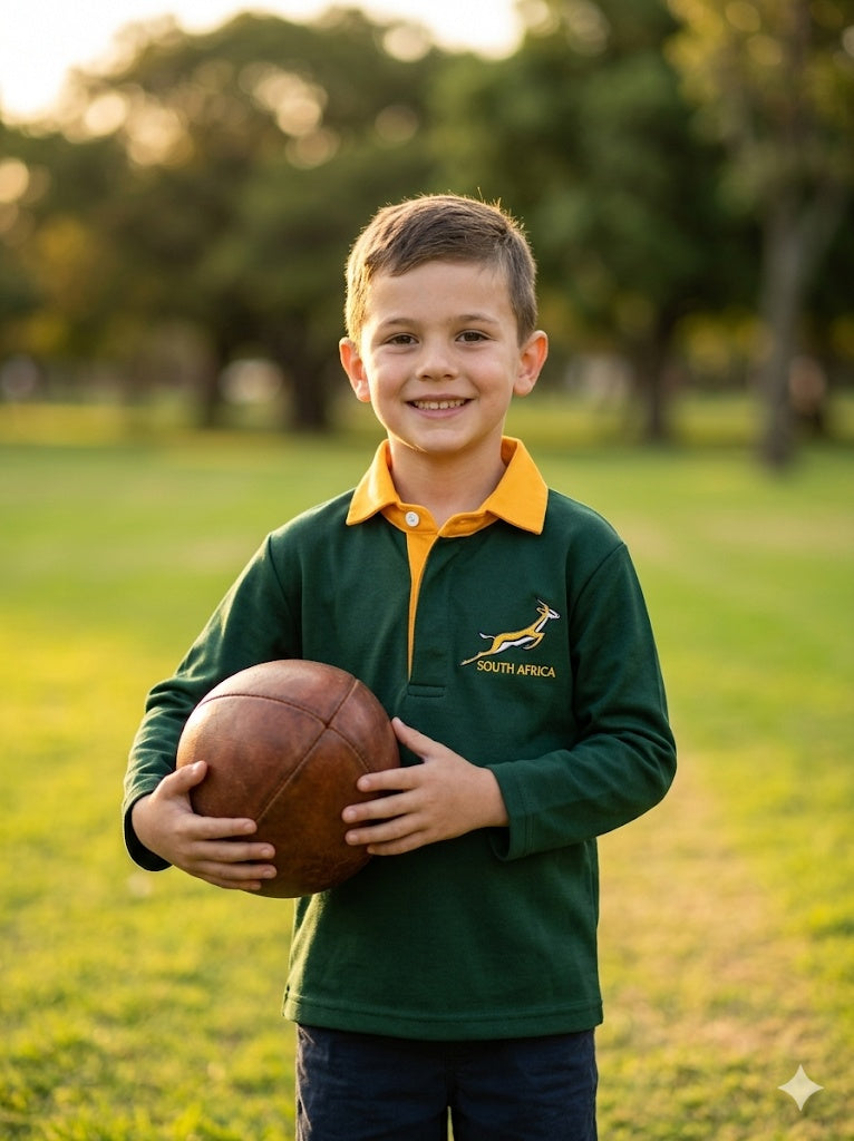 Kids Traditional Long Sleeve South Africa Rugby Shirt