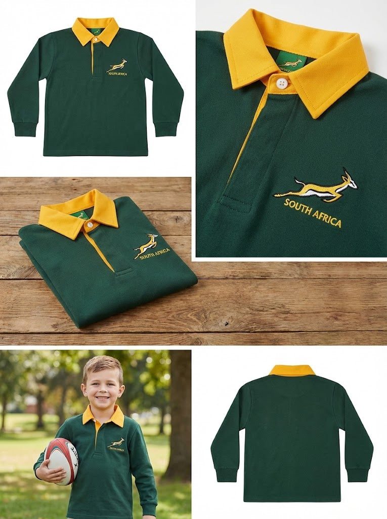 Kids Traditional Long Sleeve South Africa Rugby Shirt